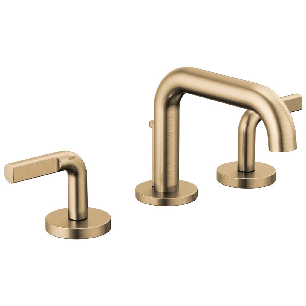 Brizo Litze Grifo Widespread para Lavabo — Surtidor Bajo — Oro Luxe — Palanca Notch