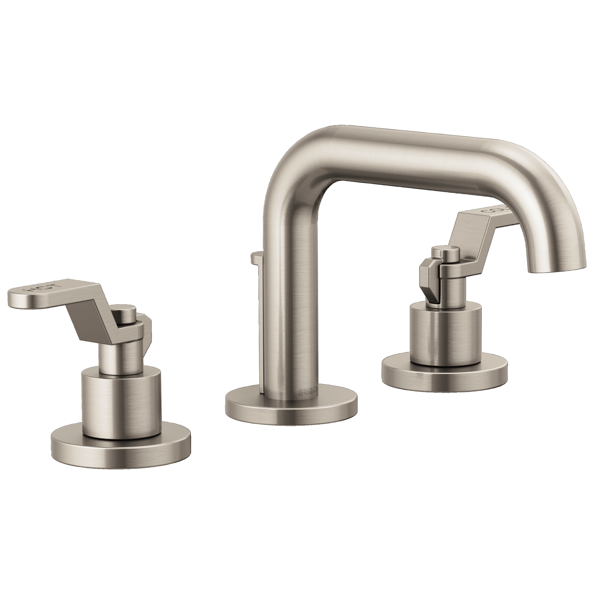 Brizo Litze Grifo Widespread para Lavabo — Surtidor Bajo — Níquel Luxe — Palanca Industrial
