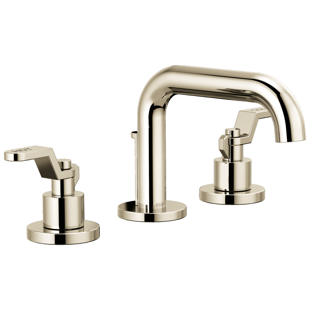 Brizo Litze Grifo Widespread para Lavabo — Surtidor Bajo — Níquel Pulido — Palanca Industrial