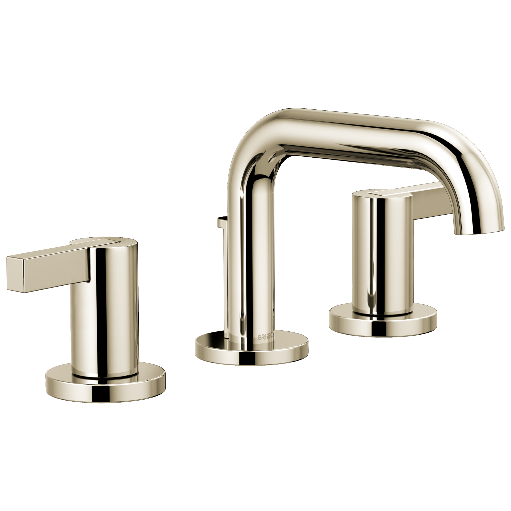 Brizo Litze Grifo Widespread para Lavabo — Surtidor Bajo — Níquel Pulido — Palanca Extendida