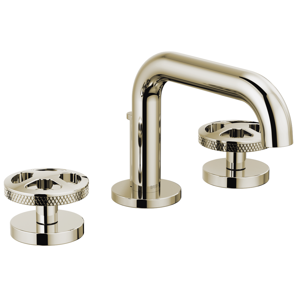 Brizo Litze Grifo Widespread para Lavabo — Surtidor Bajo — Níquel Pulido — Cruceta