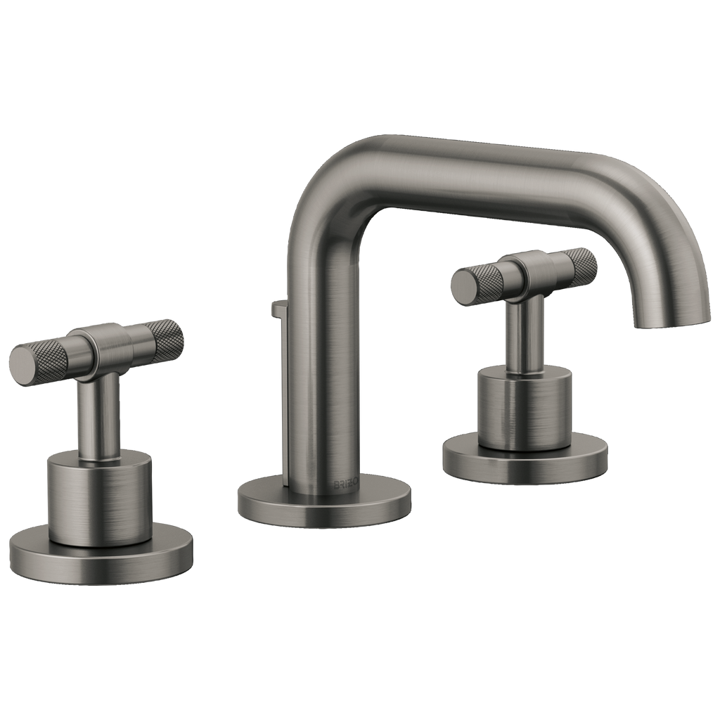 Brizo Litze Grifo Widespread para Lavabo — Surtidor Bajo — Acero Luxe — Palanca en T
