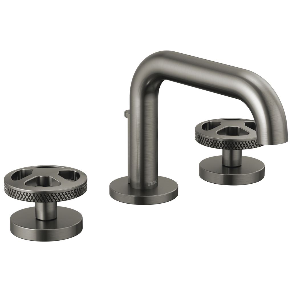 Brizo Litze Grifo Widespread para Lavabo — Surtidor Bajo — Acero Luxe — Cruceta