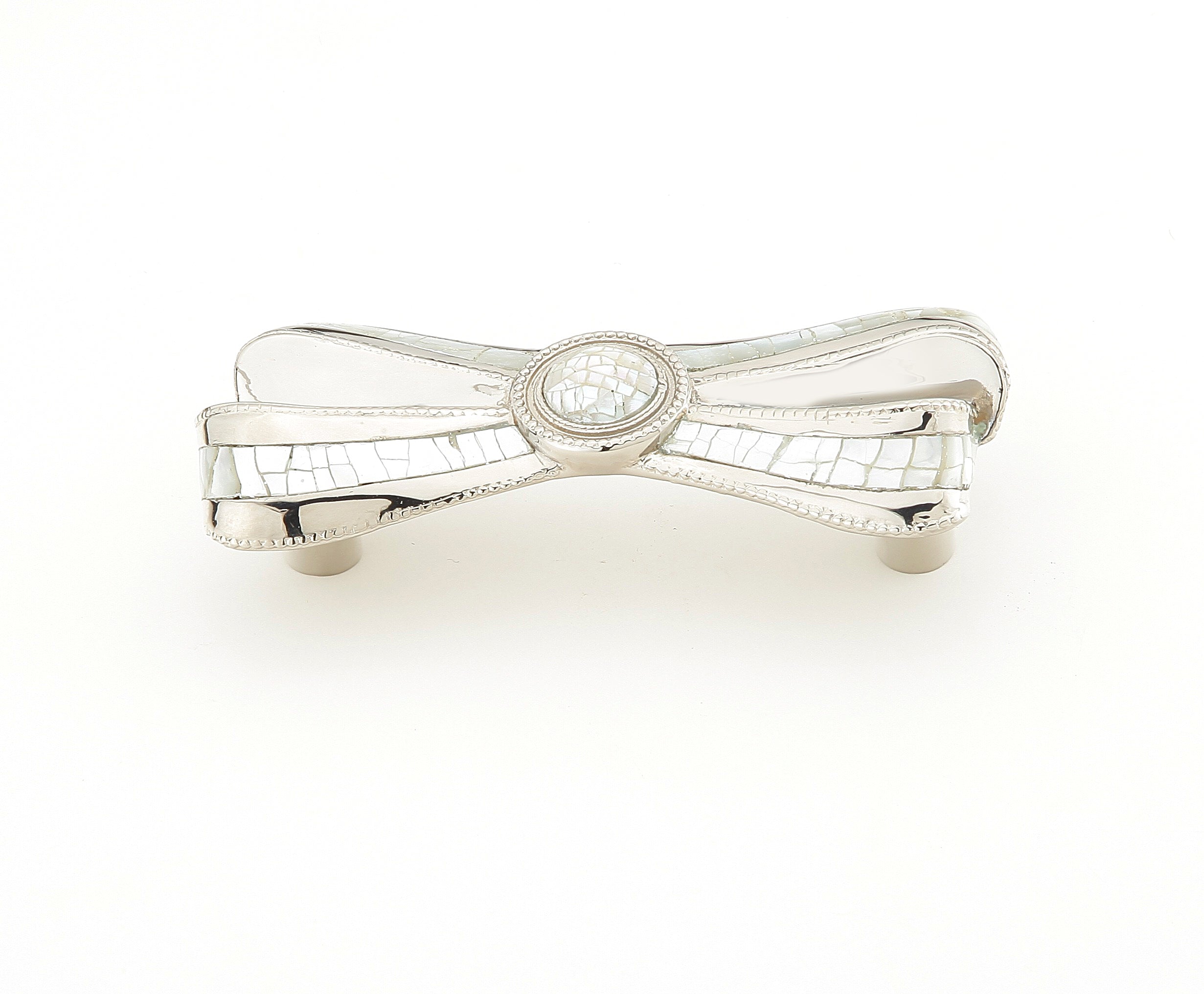 Schaub Jaladera Avalon Bay Ribbon Bow Mother Pearl Finish — Níquel Pulido