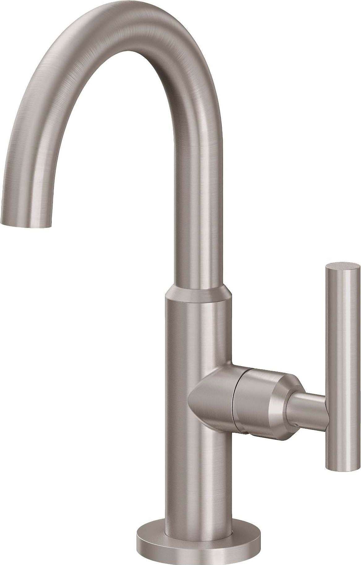 California Faucets Tiburon Llave de Lavabo/Bar/Preparación de Un Solo Orificio - Pico Bajo - Manija de Cruz - Níquel Satinado