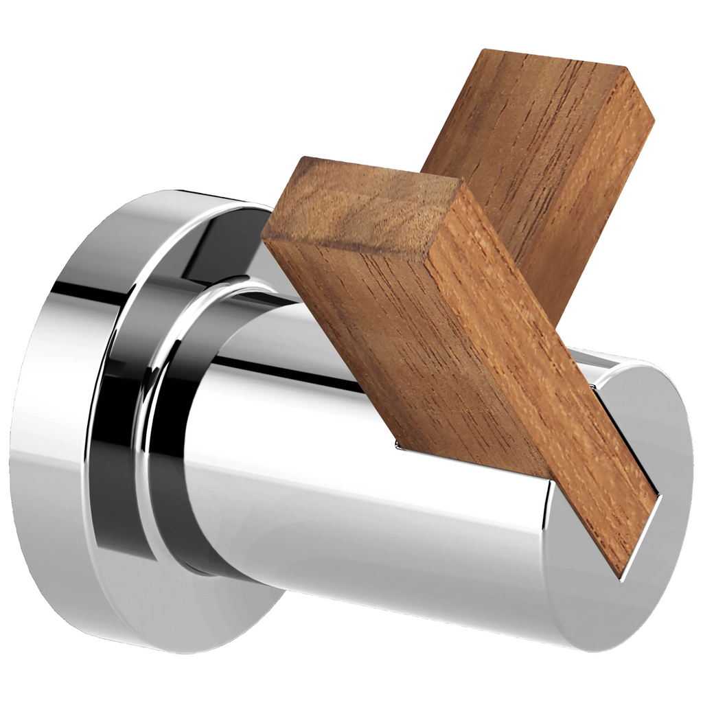 Brizo Litze Gancho Doble — Cromo Pulido / Madera de Teca