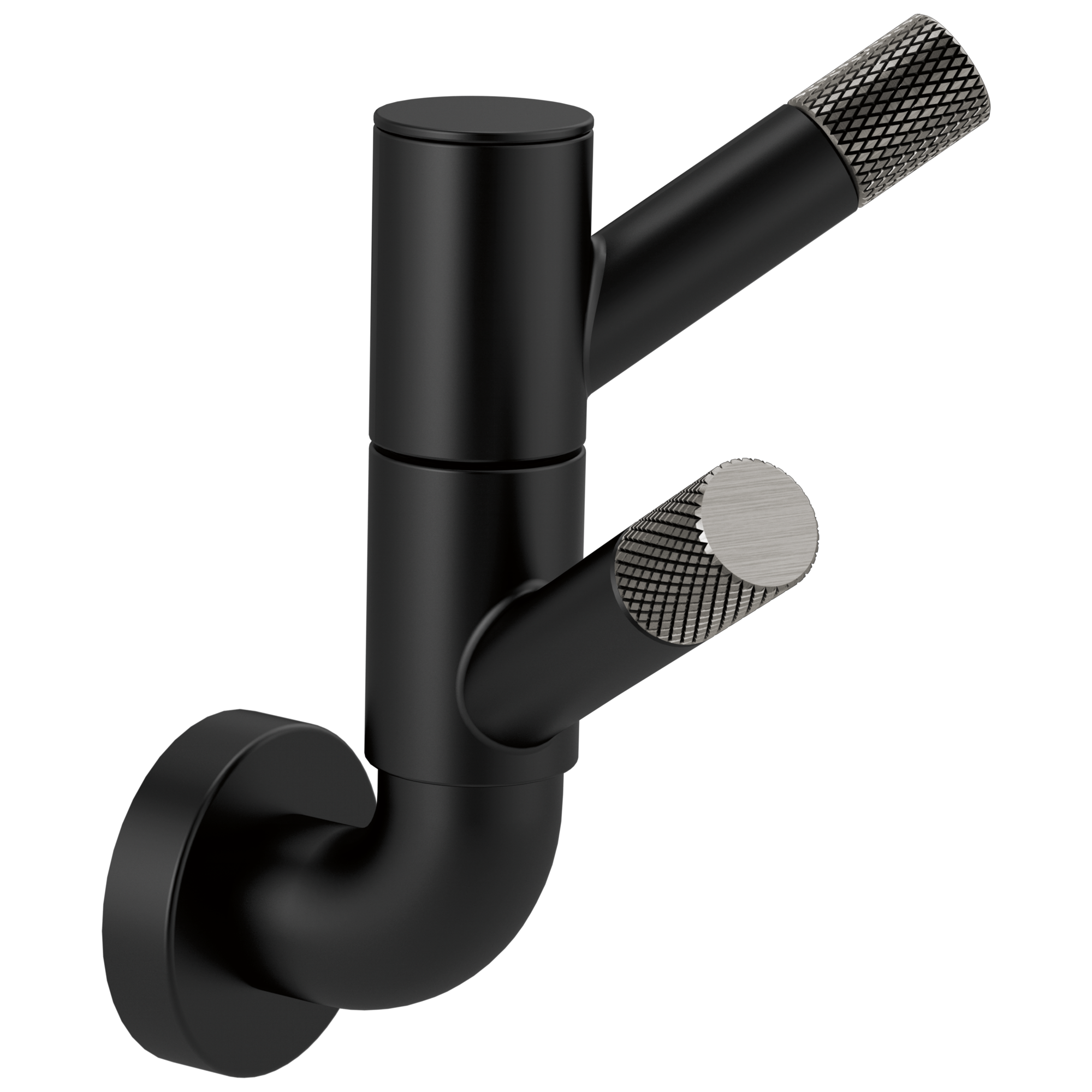 Brizo Litze Gancho Doble Giratorio con Moleteado — Negro Mate / Acero Luxe