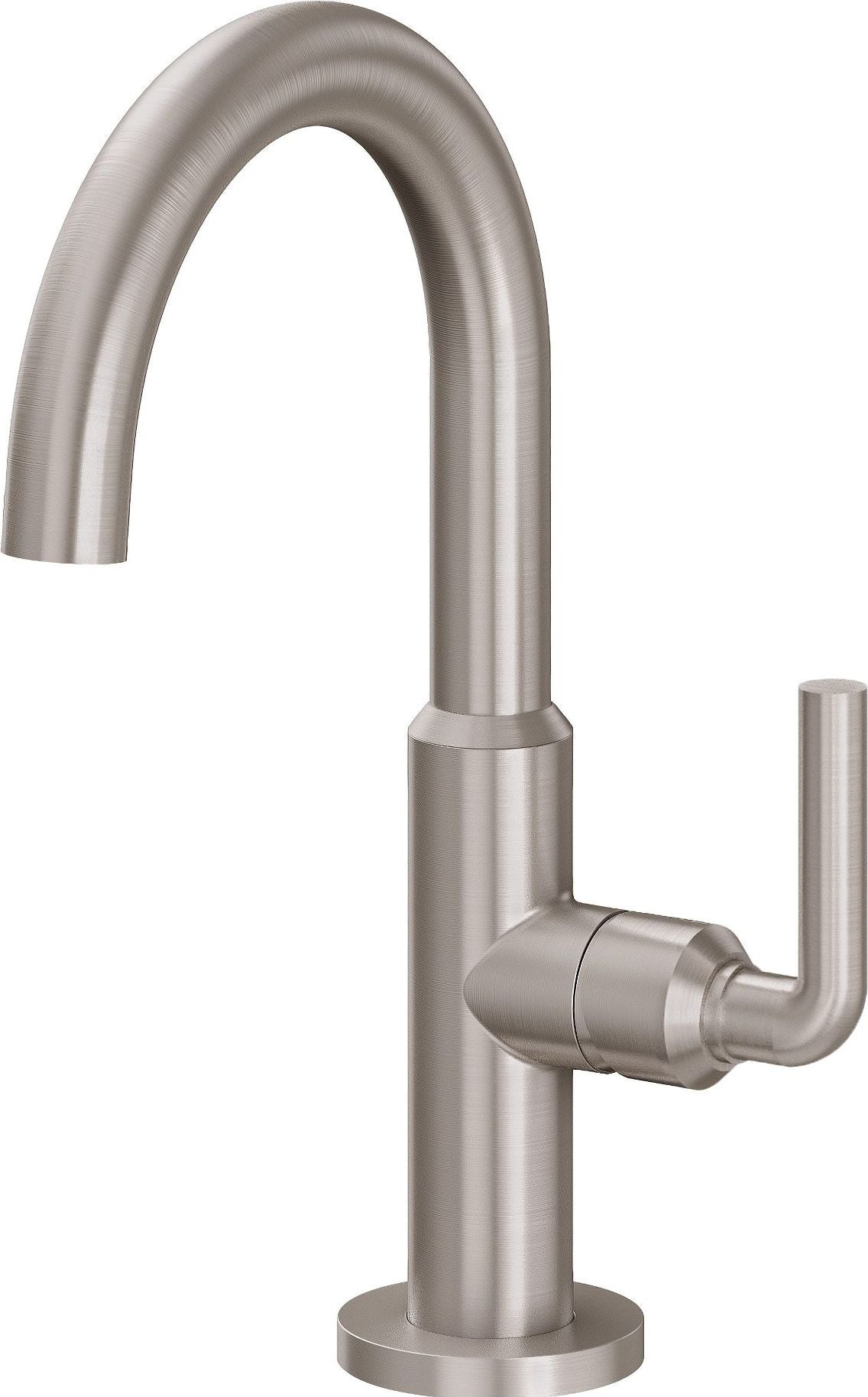 California Faucets Tiburon Llave de Lavabo/Bar/Preparación de Un Solo Orificio - Pico Alto - Manija de Cruz - Níquel Satinado