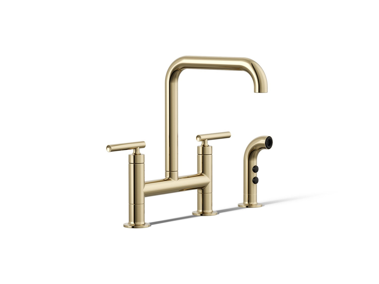 Kohler Purist — Mezcladora de Cocina tipo Puente con Rociador Lateral — Oro Francés Vibrant