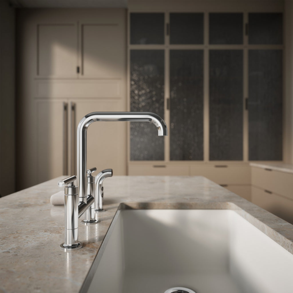 Kohler Purist — Mezcladora de Cocina tipo Puente con Rociador Lateral — Ambientación 3