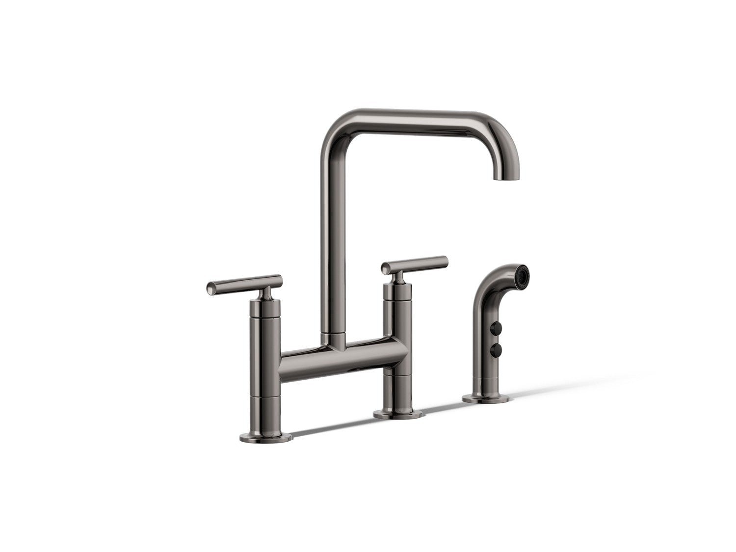 Kohler Purist — Mezcladora de Cocina tipo Puente con Rociador Lateral — Titanio Vibrant