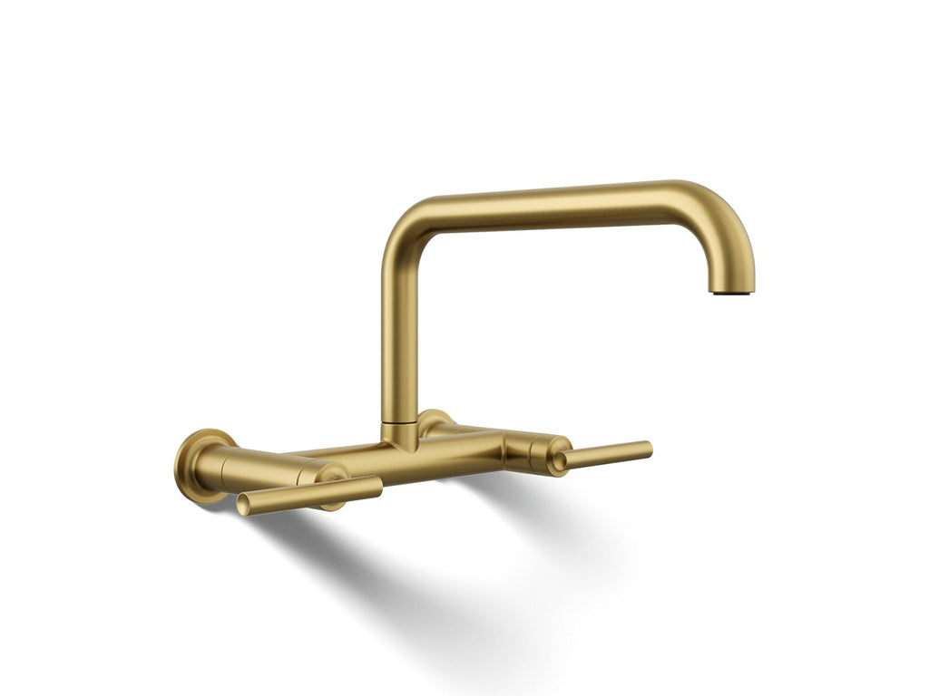 Kohler Purist — Mezcladora de Cocina tipo Puente de Pared — Latón Moderno Cepillado Vibrant