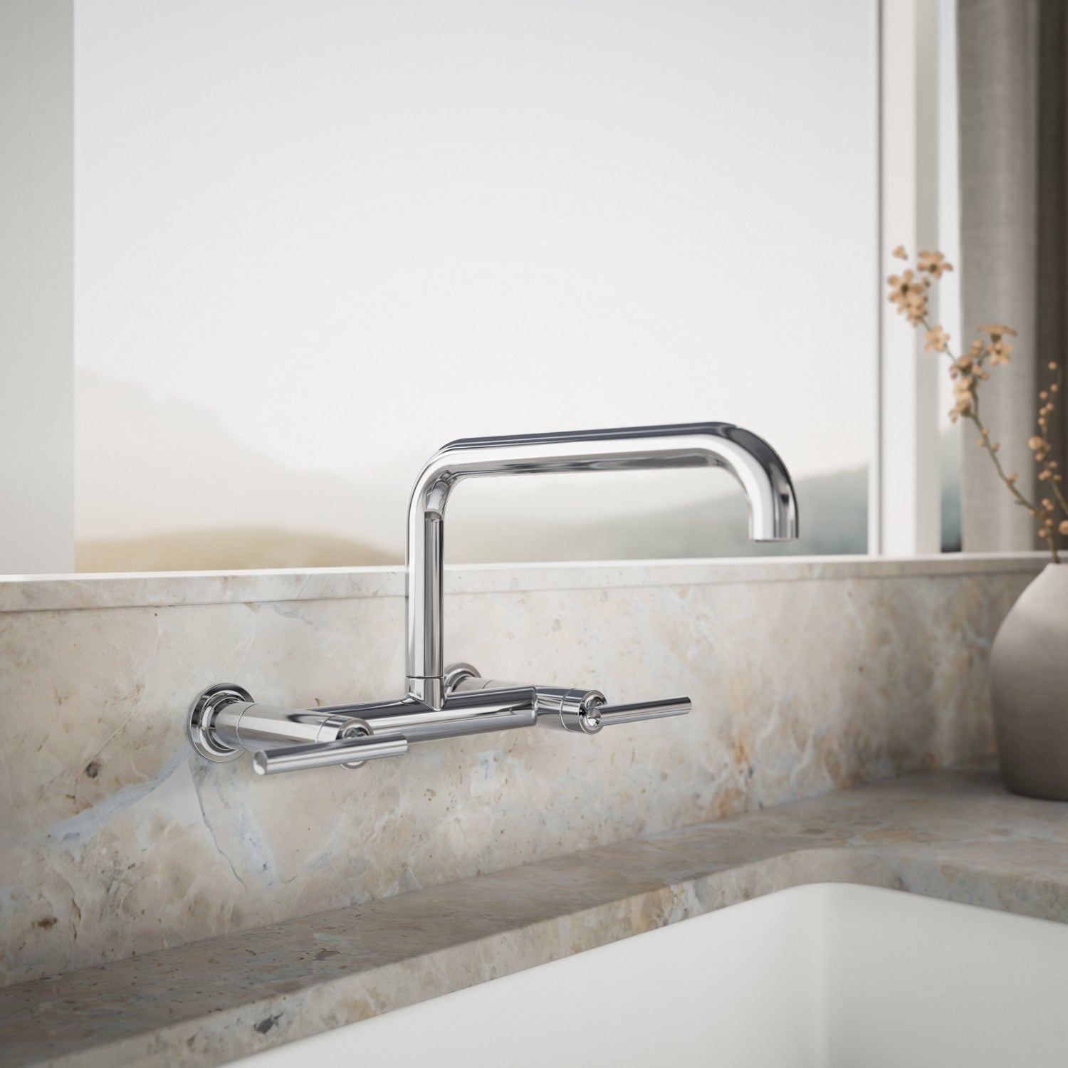 Kohler Purist — Mezcladora de Cocina tipo Puente de Pared — Ambientación 1