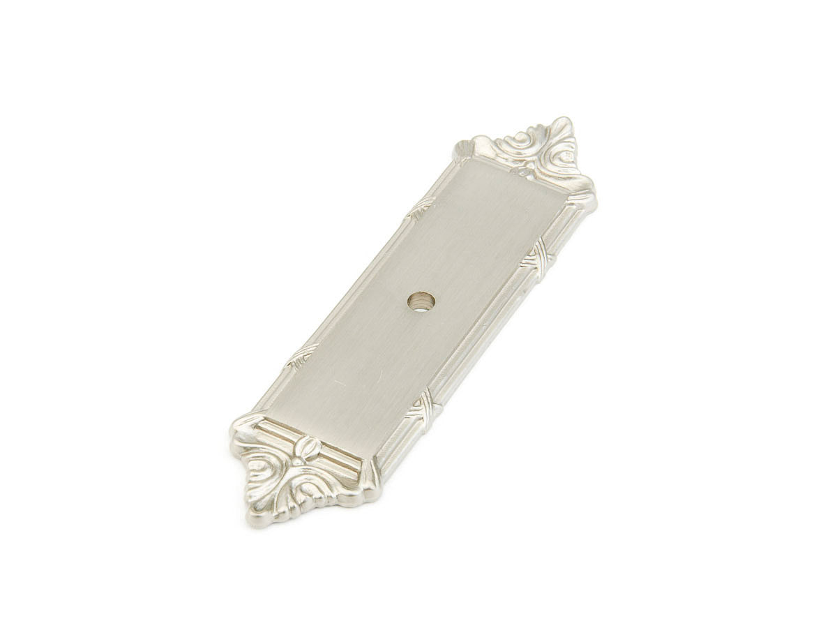 Schaub Perilla Versailles Backplate, 4-1/4" — Níquel Satinado