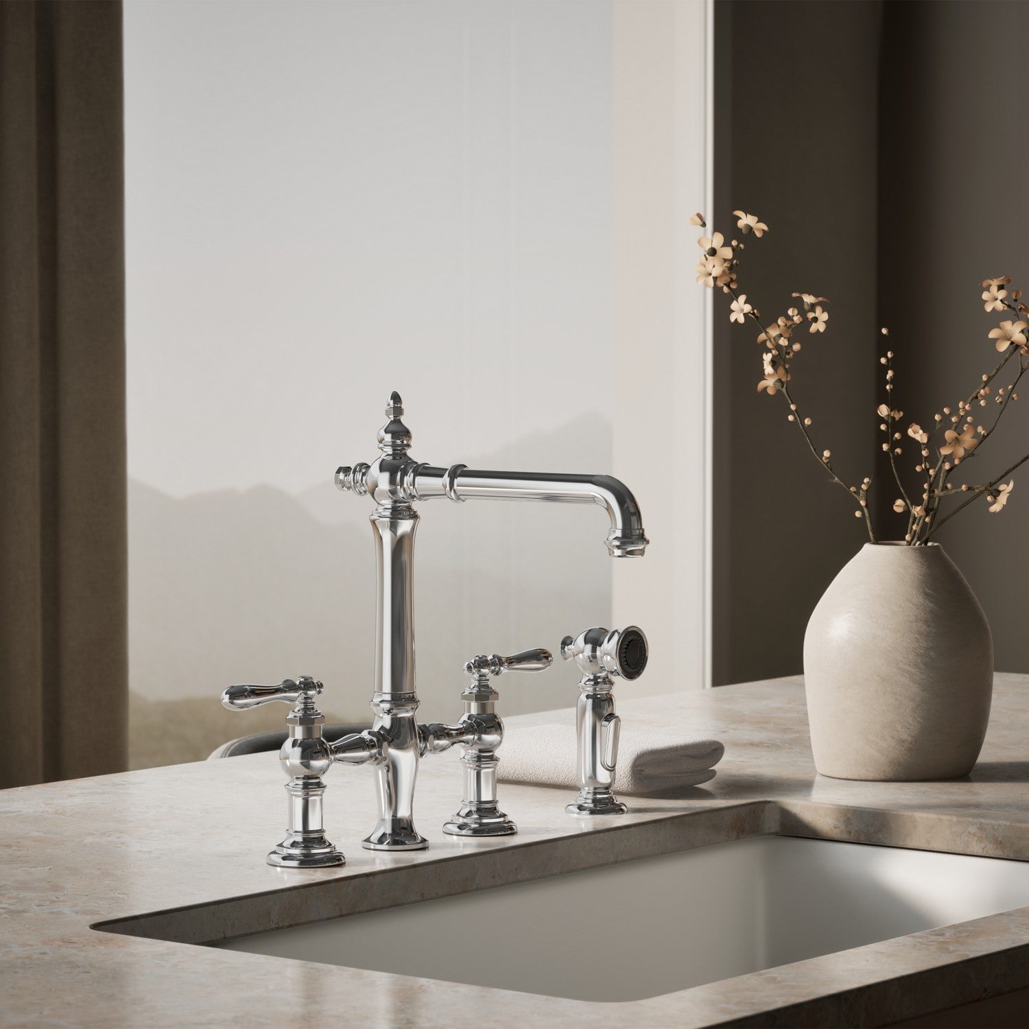 Kohler Artifacts — Mezcladora de Cocina tipo Puente con Rociador Lateral — Ambientación 4