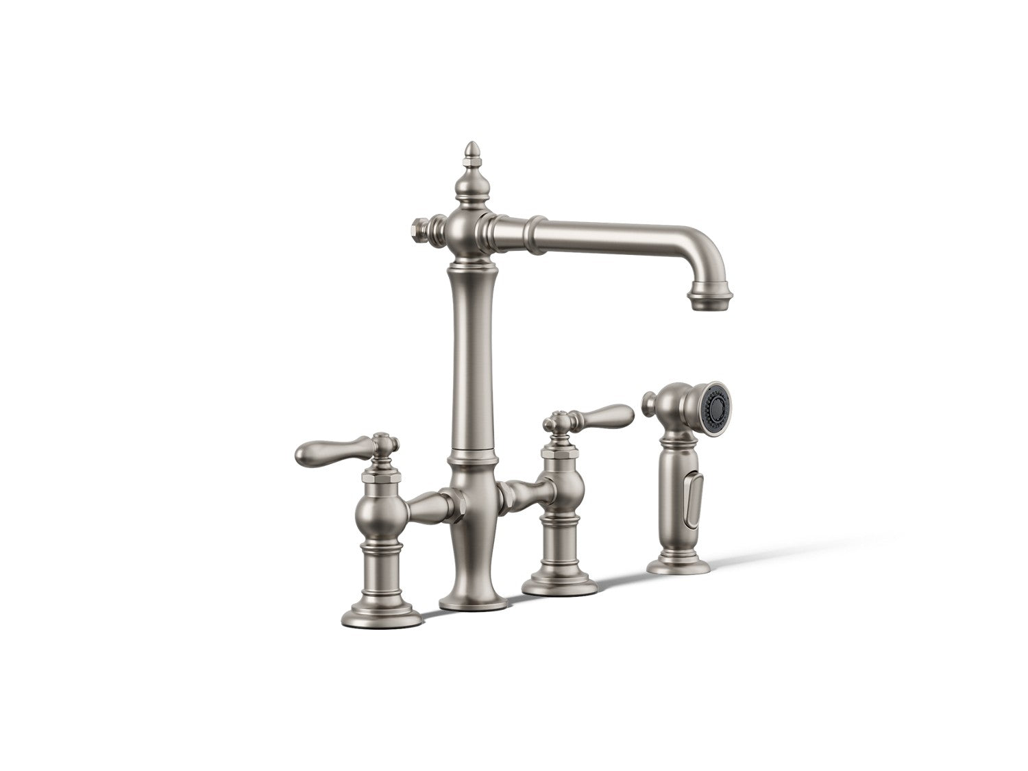Kohler Artifacts — Mezcladora de Cocina tipo Puente con Rociador Lateral — Acero Inoxidable Vibrant