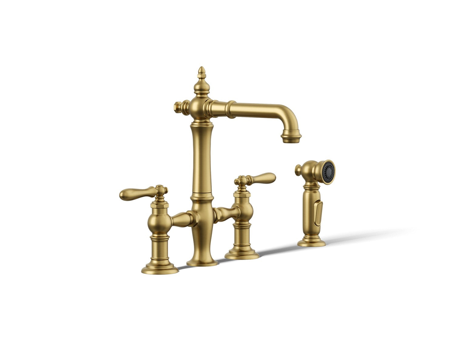 Kohler Artifacts — Mezcladora tipo Puente para Bar/Prep con Rociador Lateral — Latón Moderno Cepillado Vibrant