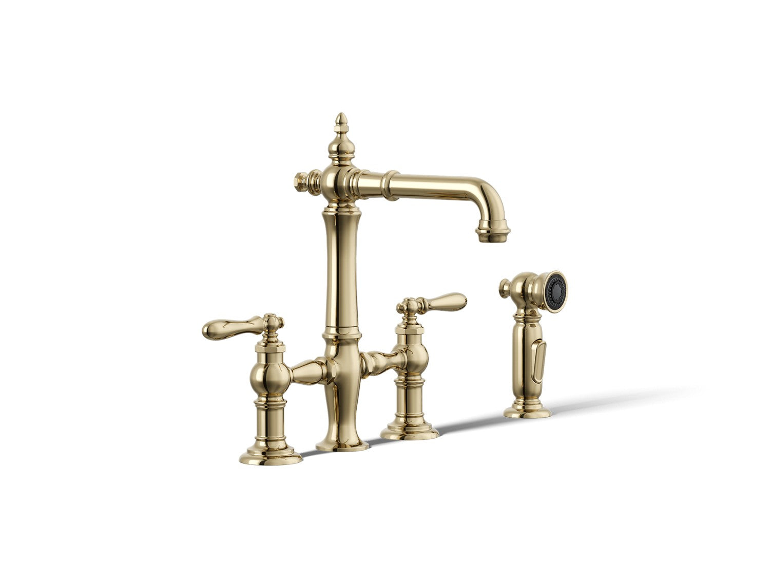 Kohler Artifacts — Mezcladora tipo Puente para Bar/Prep con Rociador Lateral — Oro Francés Vibrant