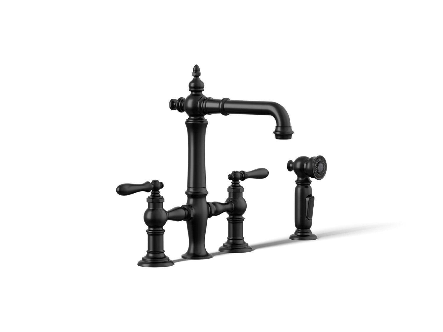 Kohler Artifacts — Mezcladora tipo Puente para Bar/Prep con Rociador Lateral — Negro Mate