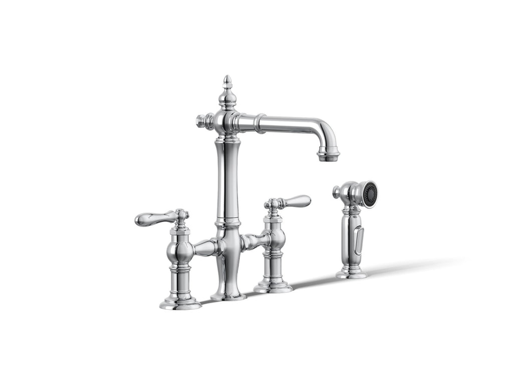 Kohler Artifacts — Mezcladora tipo Puente para Bar/Prep con Rociador Lateral — Cromo Pulido