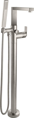 California Faucets Morro Bay Llenador de Tina de Piso de Un Solo Orificio, Moderno - Satin Nickel