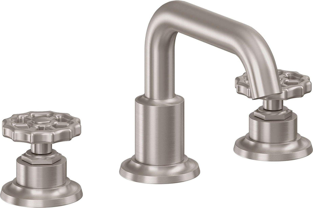 California Faucets Descanso Works Juego Completo para Tina Romana - Pico Quad Bajo - Satin Nickel