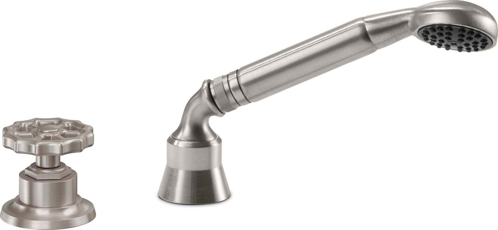 California Faucets Descanso Works Regadera de Mano y Desviador Completo para Tina Romana - Satin Nickel