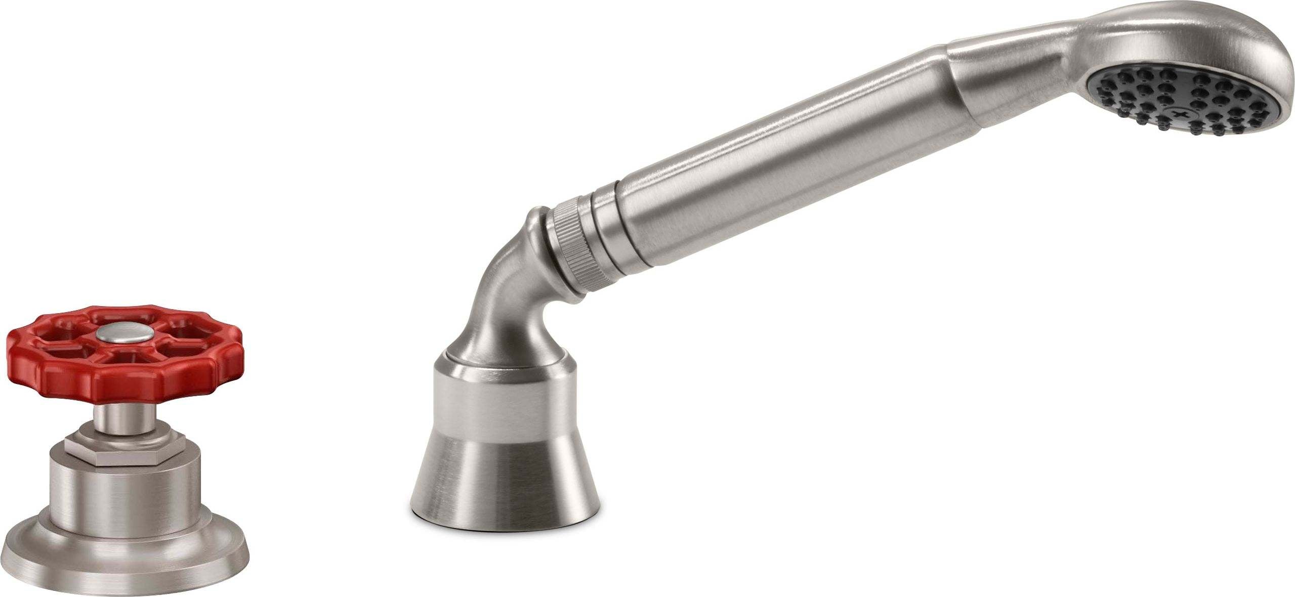 California Faucets Descanso Works Regadera de Mano y Desviador Completo para Tina Romana - Satin Nickel