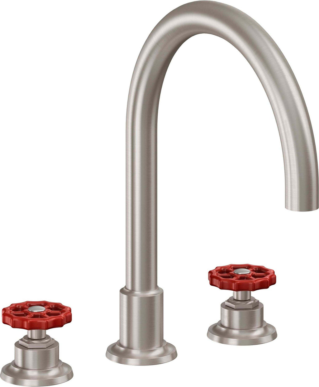 California Faucets Descanso Works Juego Completo para Tina Romana - Pico de Arco - Satin Nickel