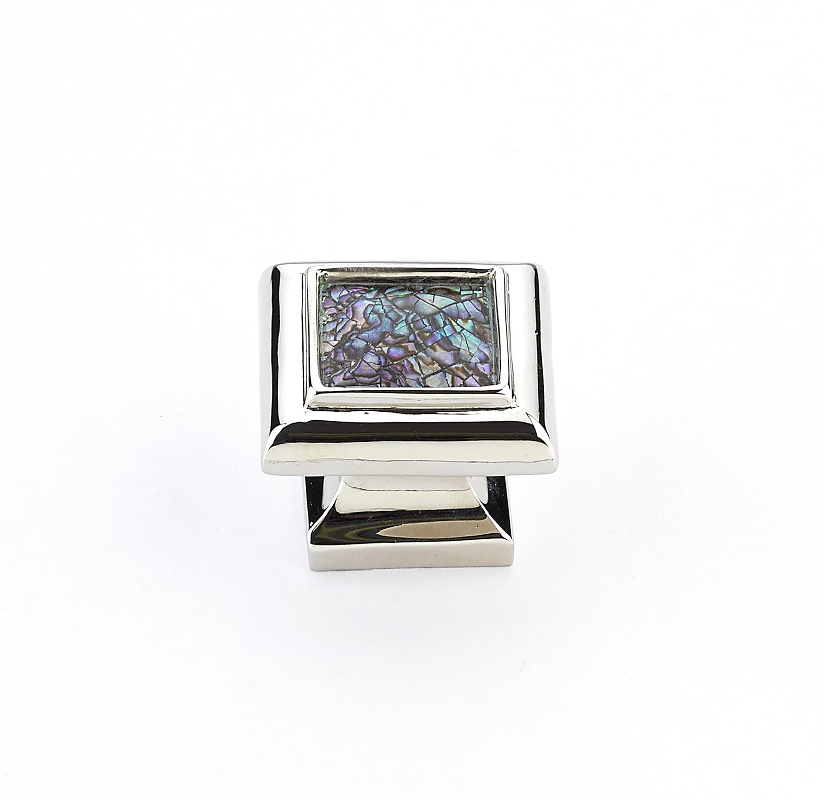 Schaub Perilla Imperial Shell Inlay Cuadrada, 1-1/4" diám. — Níquel Pulido