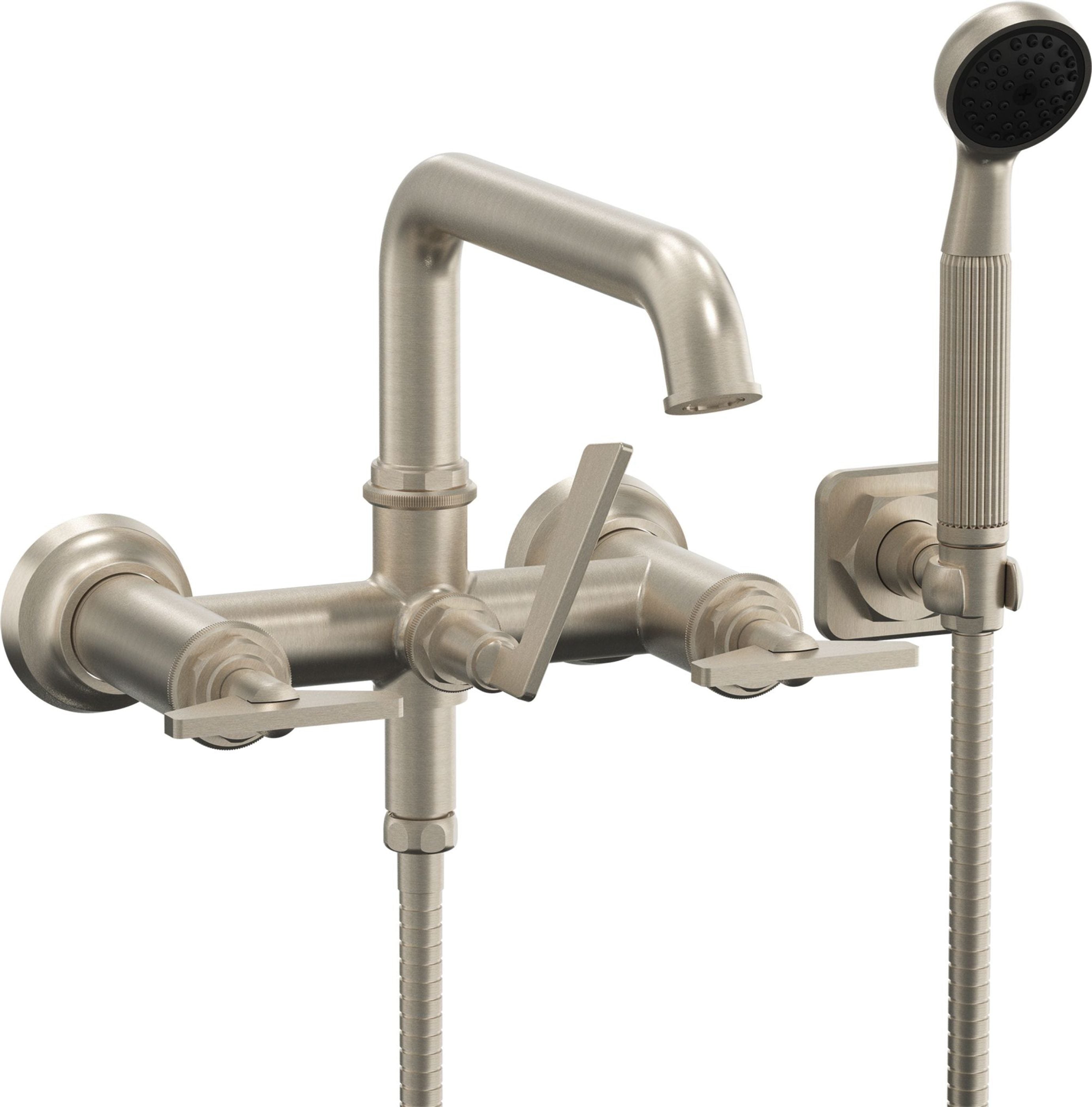 California Faucets Steampunk Bay Contemporaneo Llenador de Tina de Montaje en Pared - Manija de Cuchilla