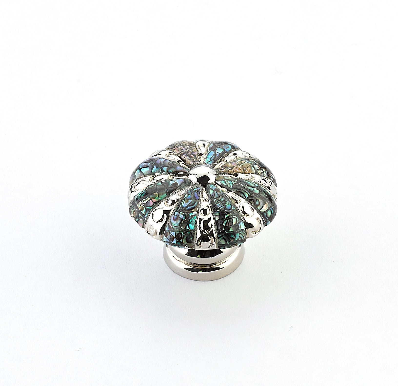 Schaub Perilla Imperial Shell Redonda, 1-3/8" diám. — Níquel Pulido