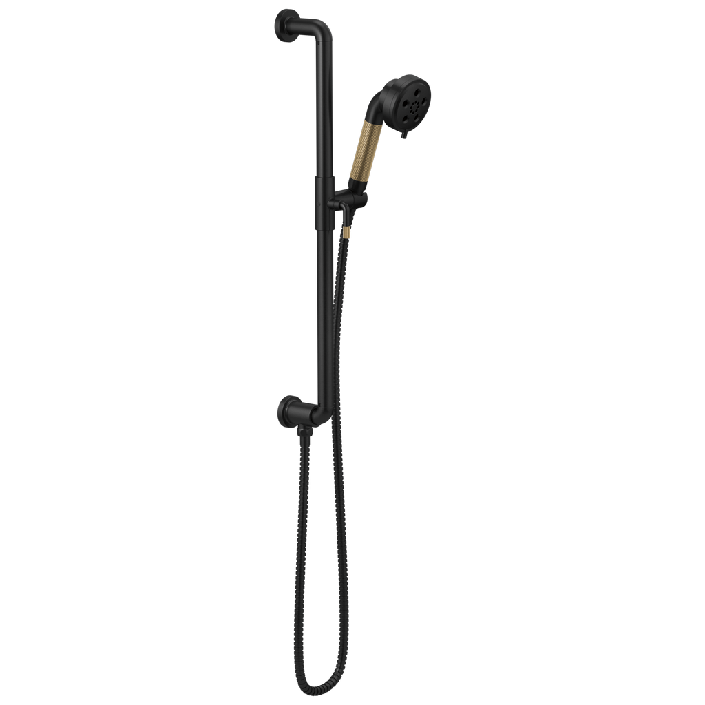 Brizo Litze Barra Deslizante con Regadera de Mano H2Okinetic® — Negro Mate / Oro Luxe