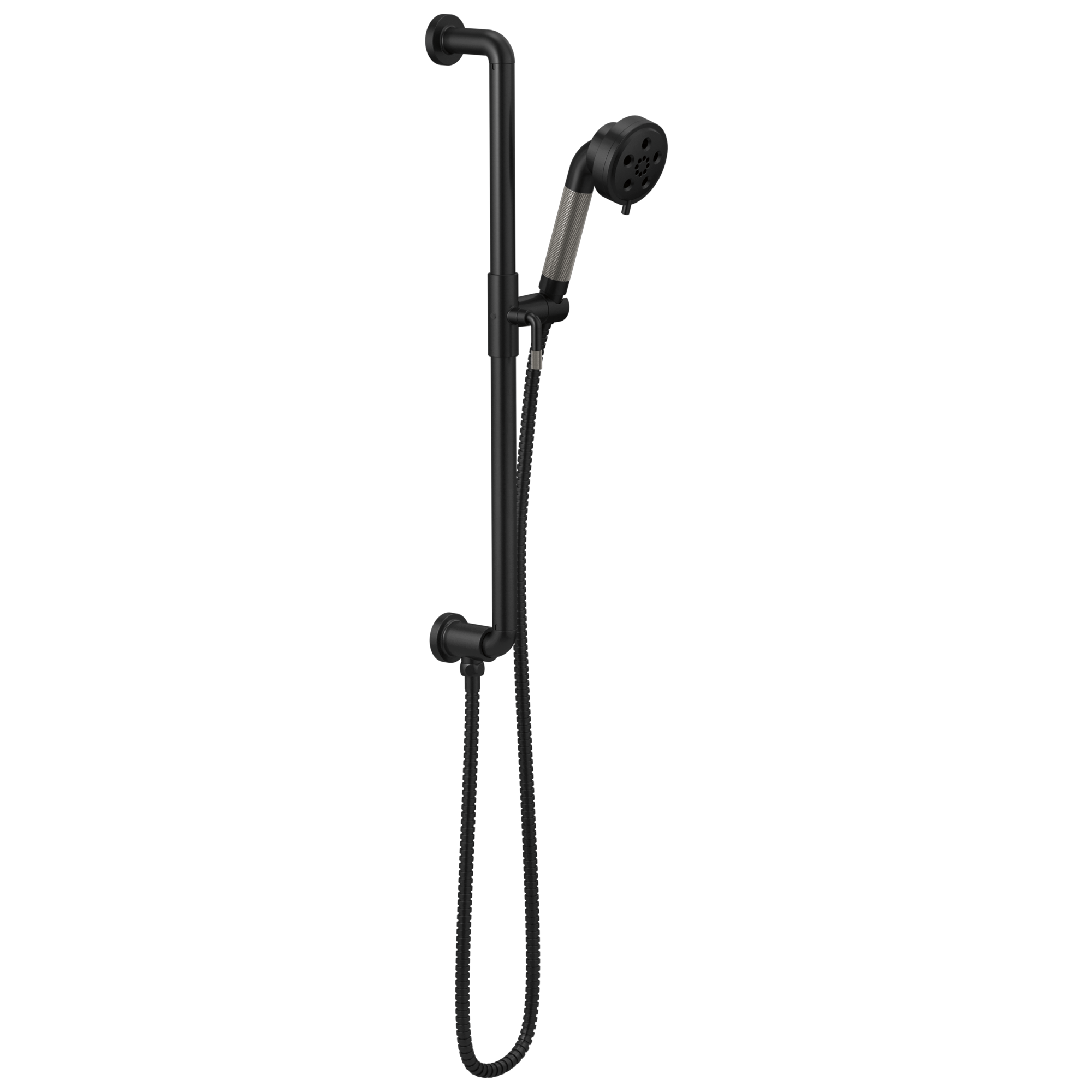 Brizo Litze Barra Deslizante con Regadera de Mano H2Okinetic® — Negro Mate / Acero Luxe