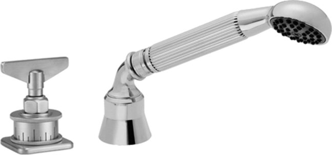 California Faucets Steampunk Bay Regadera de Mano y Desviador Completo para Tina Romana - Manija de Navaja - Polished Chrome