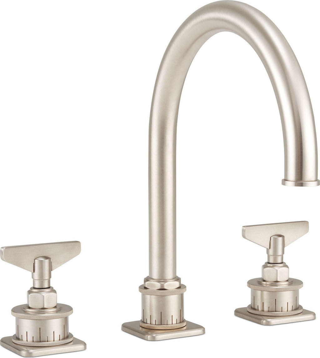 California Faucets Steampunk Bay Juego Completo para Tina Romana - Pico de Arco - Satin Nickel