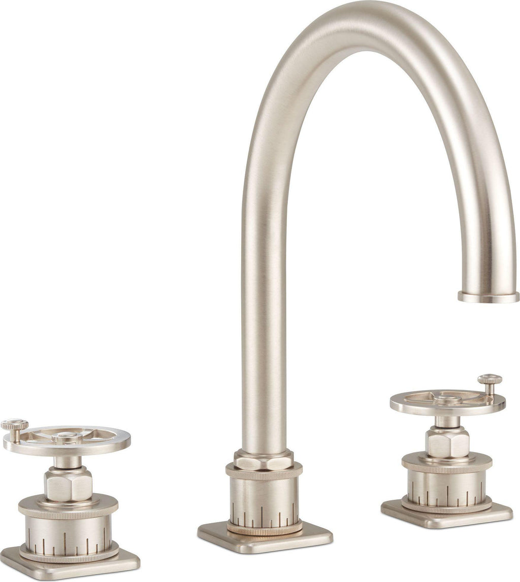California Faucets Steampunk Bay Juego Completo para Tina Romana - Pico de Arco - Satin Nickel
