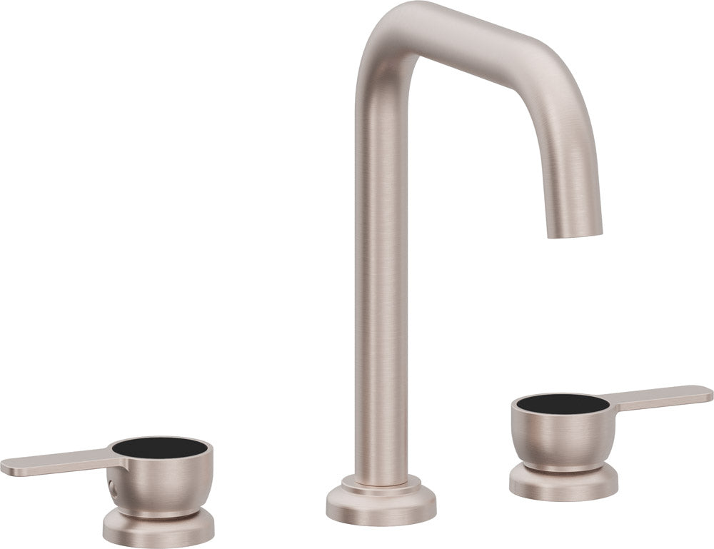 California Faucets Capitola Llave de Lavabo de 8" de 3 Orificios para Cubierta, con Dos Manerales - Pico Quad, Palanca - Níquel Satinado