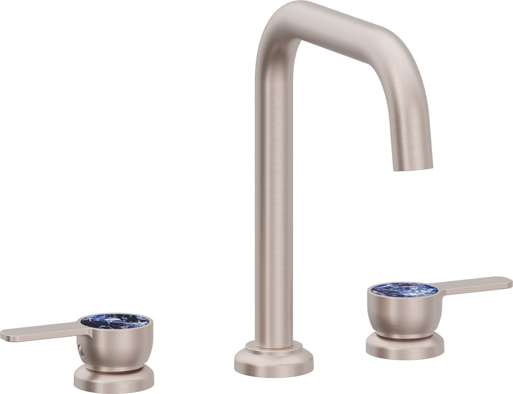 California Faucets Capitola Llave de Lavabo de 8" de 3 Orificios para Cubierta, con Dos Manerales - Pico Quad, Palanca - Níquel Satinado