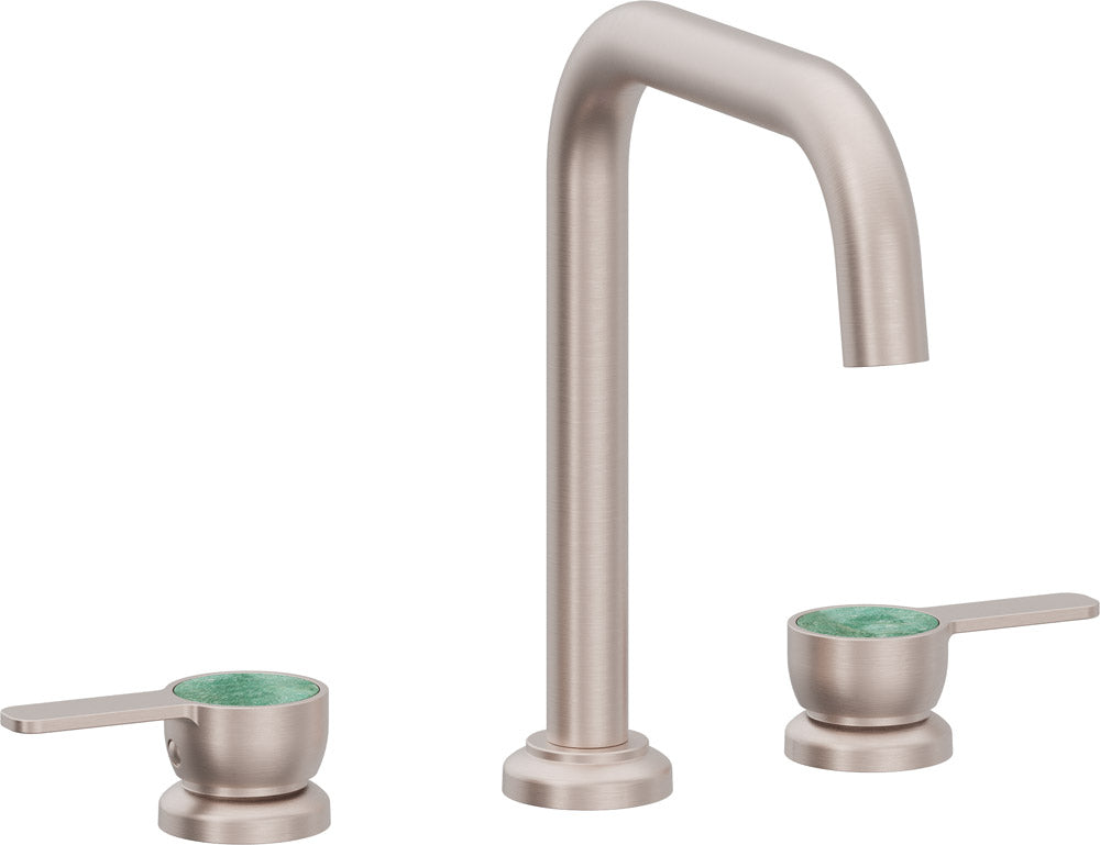California Faucets Capitola Llave de Lavabo de 8" de 3 Orificios para Cubierta, con Dos Manerales - Pico Quad, Palanca - Níquel Satinado