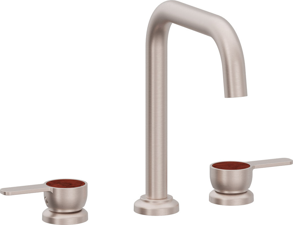 California Faucets Capitola Llave de Lavabo de 8" de 3 Orificios para Cubierta, con Dos Manerales - Pico Quad, Palanca - Níquel Satinado