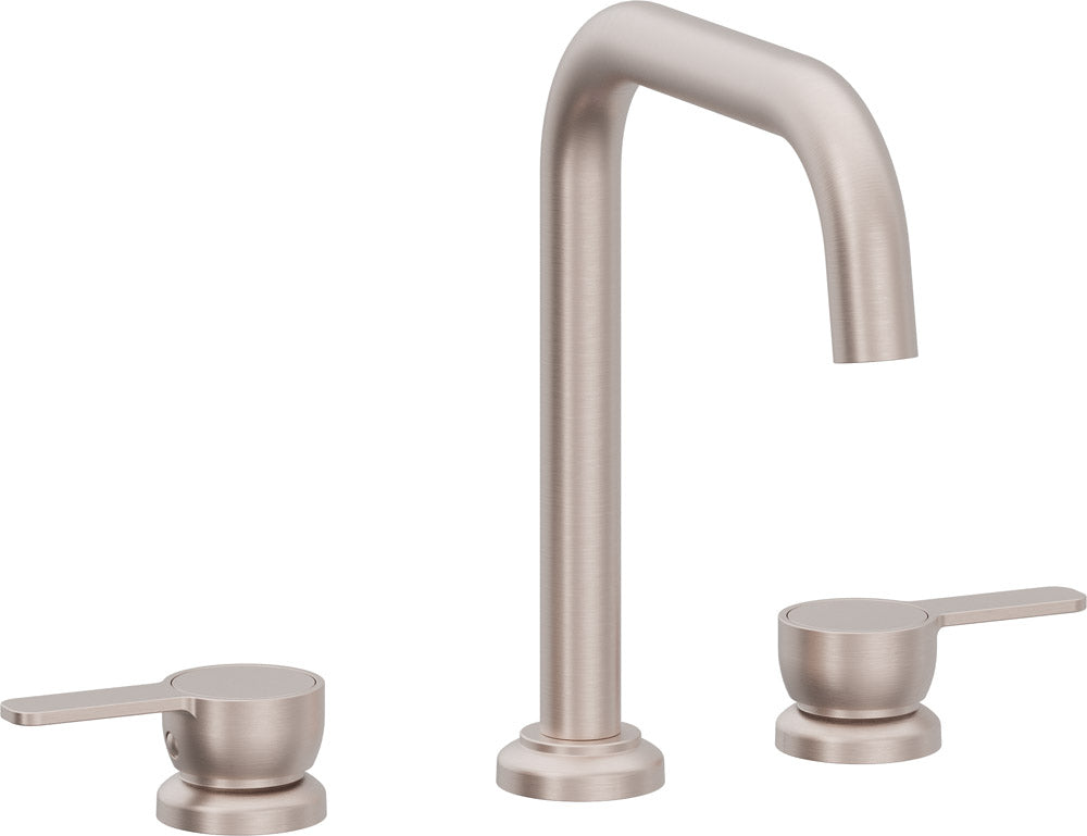 California Faucets Capitola Llave de Lavabo de 8" de 3 Orificios para Cubierta, con Dos Manerales - Pico Quad, Palanca - Níquel Satinado