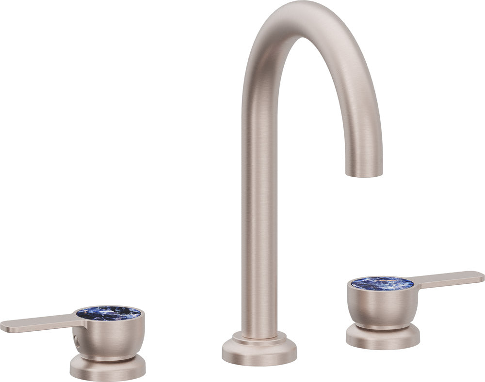 California Faucets Capitola Llave de Lavabo de 8" de 3 Orificios para Cubierta, con Dos Manerales - Pico Alto, Palanca - Níquel Satinado