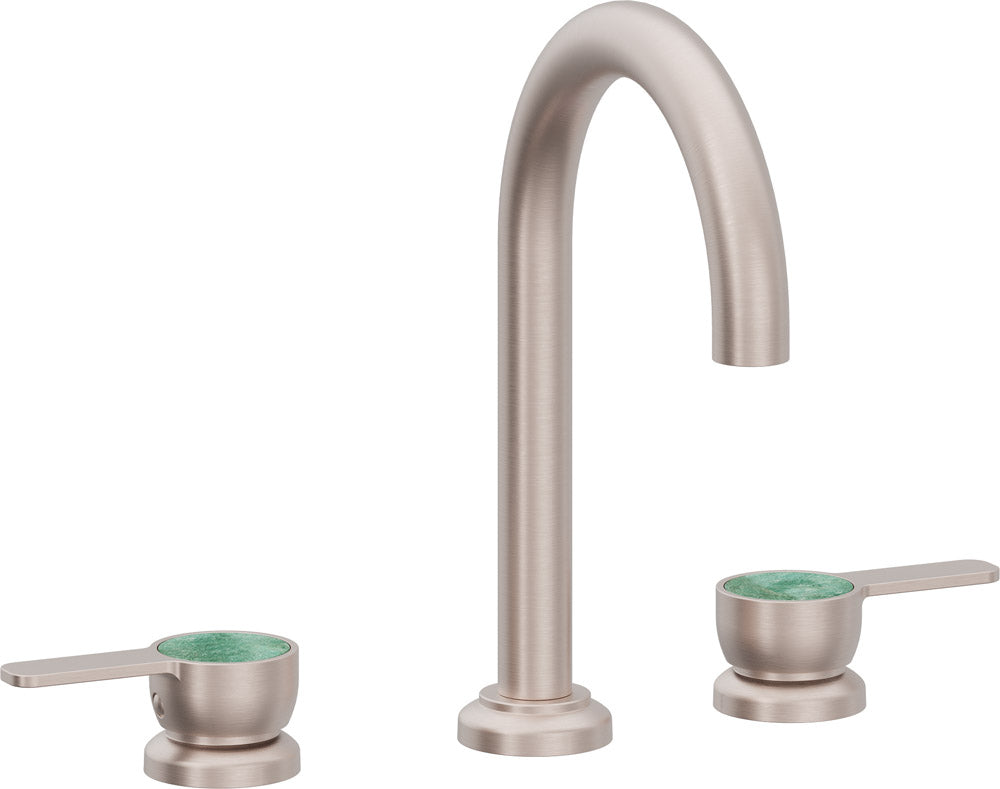 California Faucets Capitola Llave de Lavabo de 8" de 3 Orificios para Cubierta, con Dos Manerales - Pico Alto, Palanca - Níquel Satinado