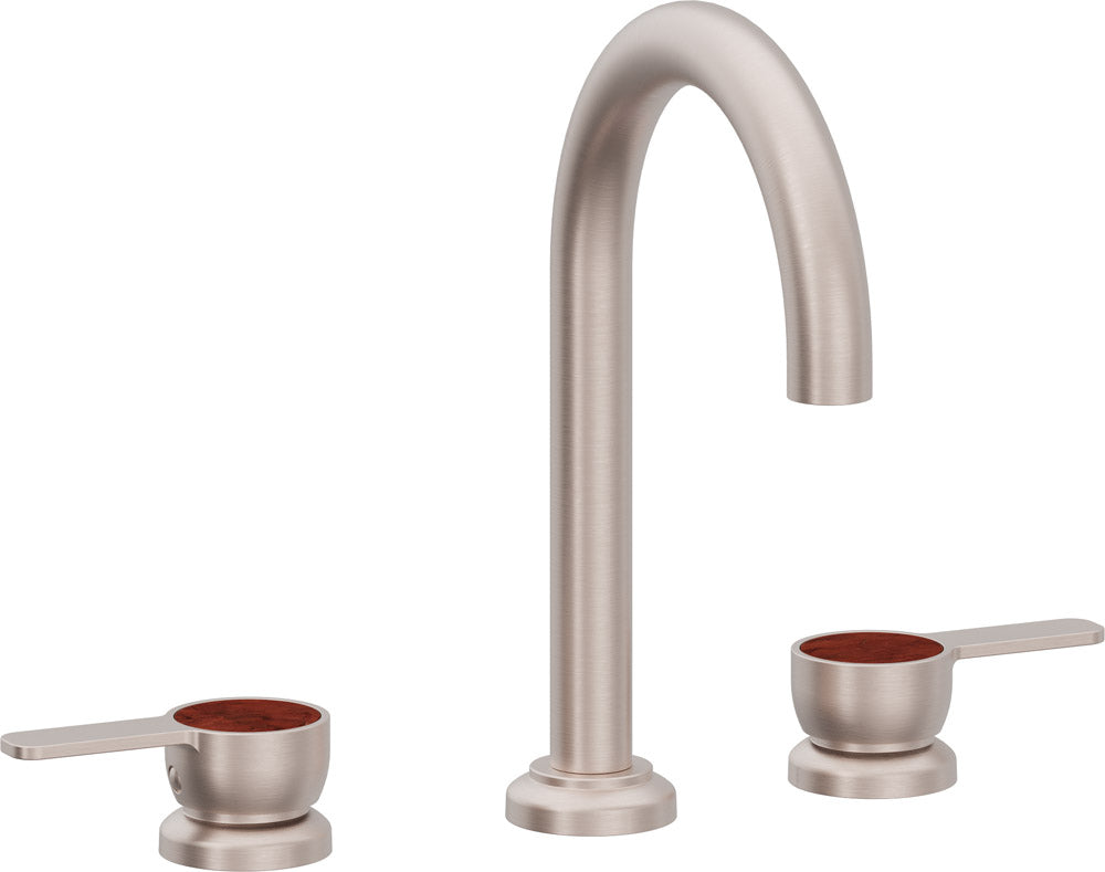 California Faucets Capitola Llave de Lavabo de 8" de 3 Orificios para Cubierta, con Dos Manerales - Pico Alto, Palanca - Níquel Satinado