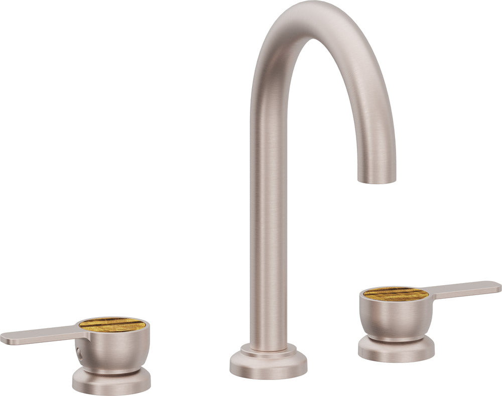 California Faucets Capitola Llave de Lavabo de 8" de 3 Orificios para Cubierta, con Dos Manerales - Pico Alto, Palanca - Níquel Satinado