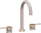 California Faucets Capitola Llave de Lavabo de 8" de 3 Orificios para Cubierta, con Dos Manerales - Pico Alto, Palanca - Níquel Satinado