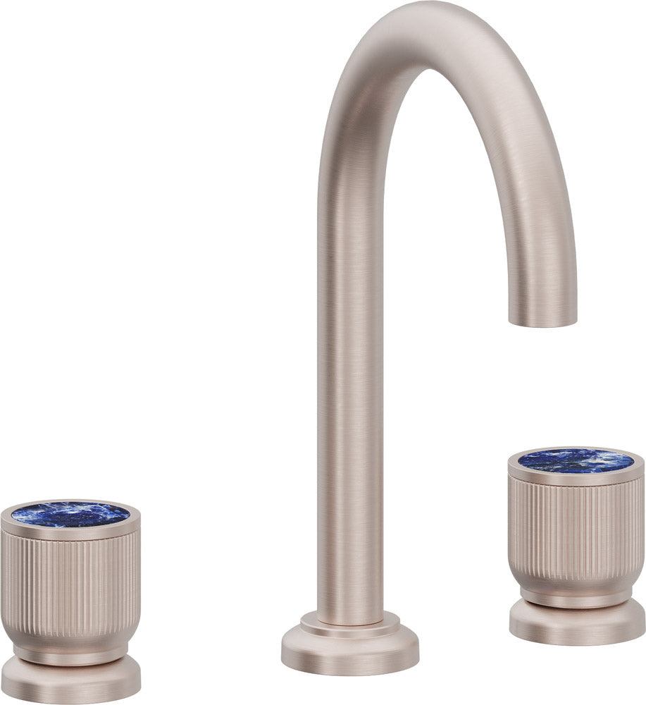 California Faucets Capitola Llave de Lavabo de 8" de 3 Orificios para Cubierta, con Dos Manerales - Pico Alto, Cilíndrica - Níquel Satinado