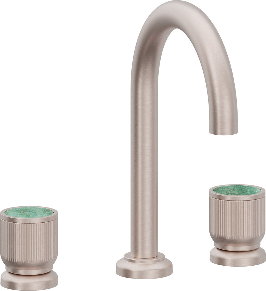 California Faucets Capitola Llave de Lavabo de 8" de 3 Orificios para Cubierta, con Dos Manerales - Pico Alto, Cilíndrica - Níquel Satinado