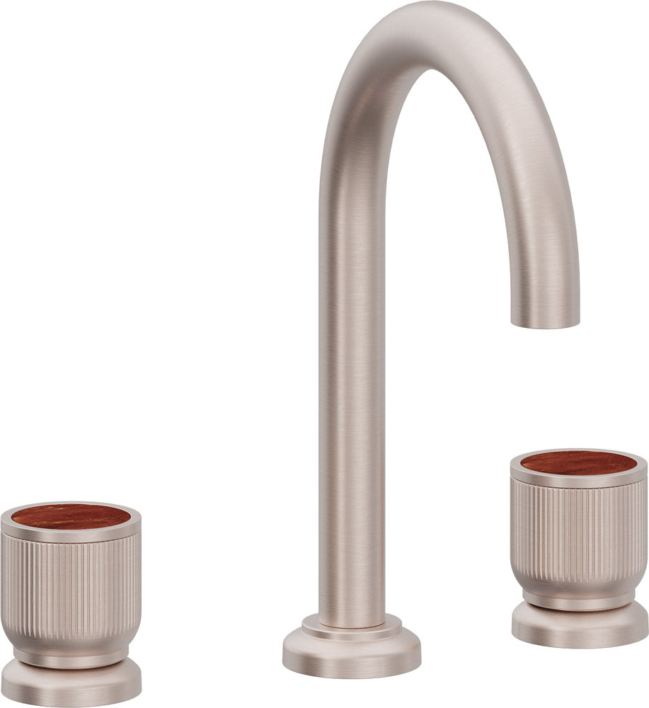 California Faucets Capitola Llave de Lavabo de 8" de 3 Orificios para Cubierta, con Dos Manerales - Pico Alto, Cilíndrica - Níquel Satinado
